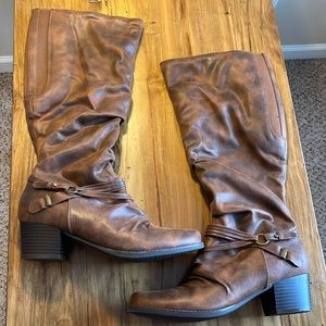 Brown knee high boots